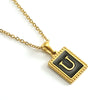 Wholesale Necklace 316L Stainless Steel 18K Gold Plated Letter Square Pendant For Women