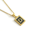 Wholesale Necklace 316L Stainless Steel 18K Gold Plated Letter Square Pendant For Women