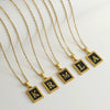 Wholesale Necklace 316L Stainless Steel 18K Gold Plated Letter Square Pendant For Women