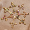 Wholesale Necklace Stainless Steel 18K Plated Dripping Oil Cross Baroque Punk Style