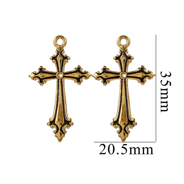 Wholesale Necklace Stainless Steel 18K Plated Dripping Oil Cross Baroque Punk Style