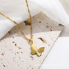 Wholesale Necklace Stainless Steel Light Luxury Heart Shape Butterfly Pendant Water Wave Chain Electroplated