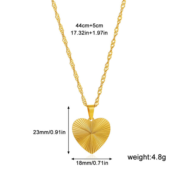 Wholesale Necklace Stainless Steel Light Luxury Heart Shape Butterfly Pendant Water Wave Chain Electroplated