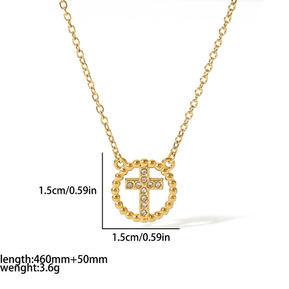 Wholesale Necklace Stainless Steel Light Luxury Style With Diamond Inlay Heart Bow Star Shapes O Shaped Chain For Women