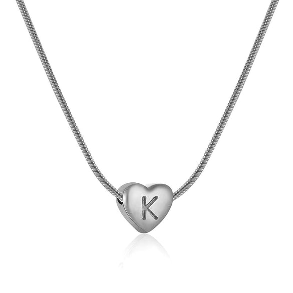 Wholesale Necklace Stainless Steel Love Heart Design Snake Chain With Letters Polishing For Women