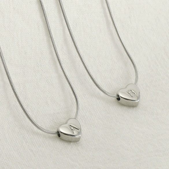 Wholesale Necklace Stainless Steel Love Heart Design Snake Chain With Letters Polishing For Women