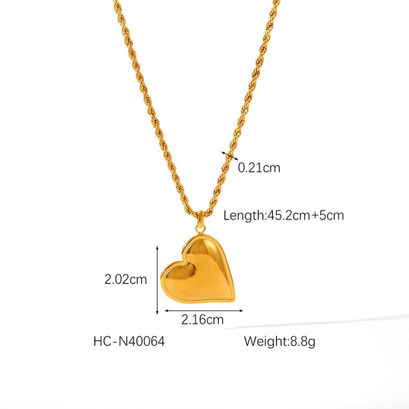 Wholesale Necklace Stainless Steel Love Twist Chain Electroplating Geometric Heart Style
