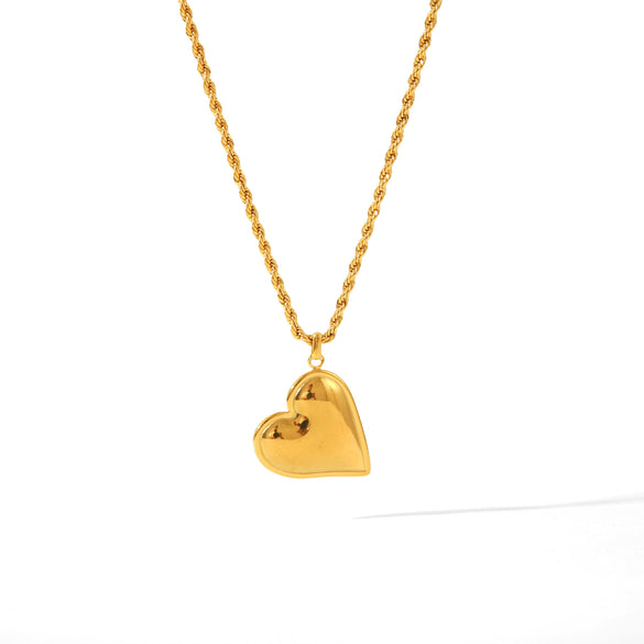 Wholesale Necklace Stainless Steel Love Twist Chain Electroplating Geometric Heart Style