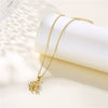 Wholesale Necklace Stainless Steel Mixed Gem Inlay Leaf Style Electroplating For Women