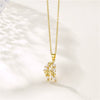 Wholesale Necklace Stainless Steel Mixed Gem Inlay Leaf Style Electroplating For Women