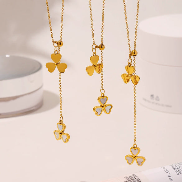 Wholesale Necklace Stainless Steel Natural Fritillary Heart Shaped Geometric Electroplating For Women