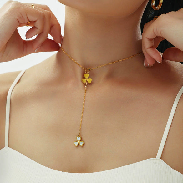 Wholesale Necklace Stainless Steel Natural Fritillary Heart Shaped Geometric Electroplating For Women