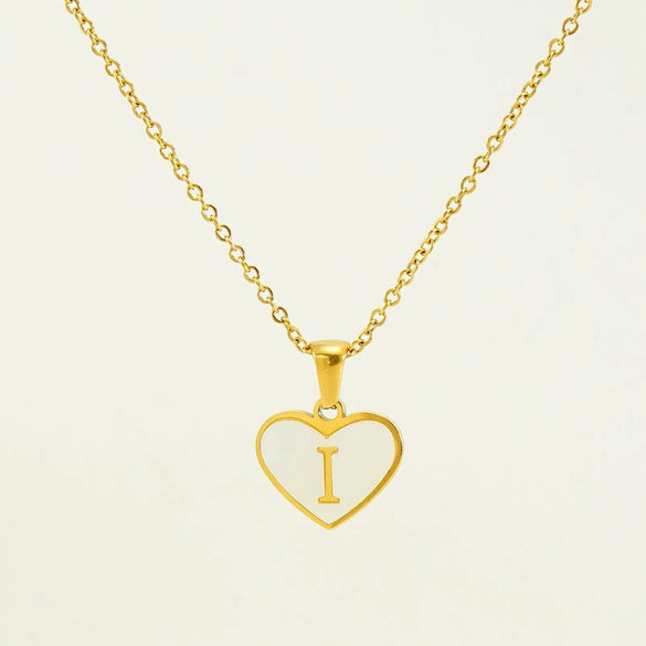 Wholesale Necklace Stainless Steel Natural Shell Love Letter Titanium Steel Electroplating Simple Style Unisex