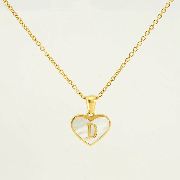 Wholesale Necklace Stainless Steel Natural Shell Love Letter Titanium Steel Electroplating Simple Style Unisex