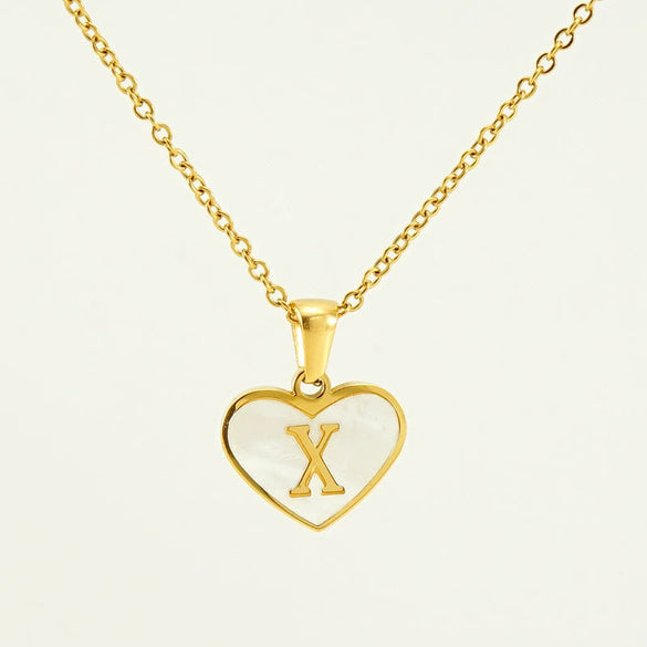 Wholesale Necklace Stainless Steel Natural Shell Love Letter Titanium Steel Electroplating Simple Style Unisex
