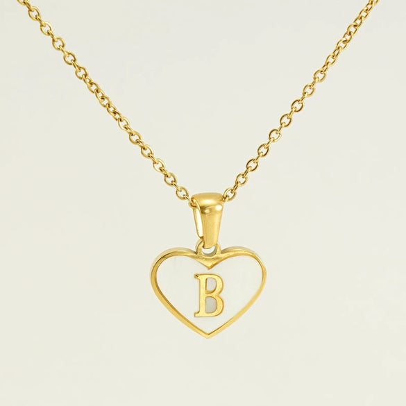 Wholesale Necklace Stainless Steel Natural Shell Love Letter Titanium Steel Electroplating Simple Style Unisex