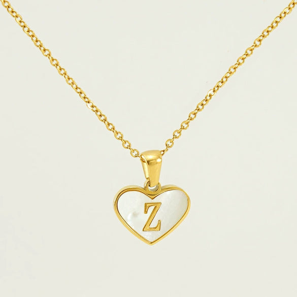 Wholesale Necklace Stainless Steel Natural Shell Love Letter Titanium Steel Electroplating Simple Style Unisex