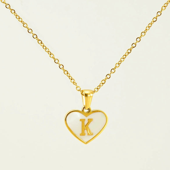 Wholesale Necklace Stainless Steel Natural Shell Love Letter Titanium Steel Electroplating Simple Style Unisex
