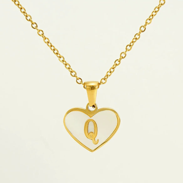 Wholesale Necklace Stainless Steel Natural Shell Love Letter Titanium Steel Electroplating Simple Style Unisex