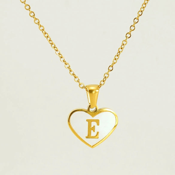 Wholesale Necklace Stainless Steel Natural Shell Love Letter Titanium Steel Electroplating Simple Style Unisex