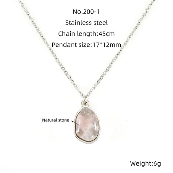 Wholesale Necklace 316L Stainless Steel Natural Stone Irregular Geometric Electroplating For Women