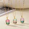 Wholesale Necklace Stainless Steel Oil Drop Flower Palace Style Electroplating For Unisex