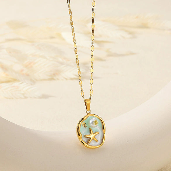 Wholesale Necklace Stainless Steel Oil Drop Flower Palace Style Electroplating For Unisex
