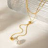 Wholesale Necklace Stainless Steel Pearl Geometric Snake Bone Chain Electroplating For Women