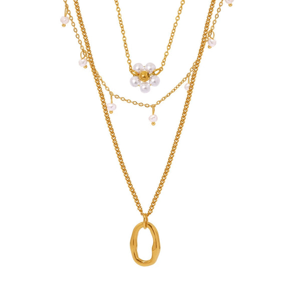 Wholesale Necklace 316L Stainless Steel Shell Beads 316L Stainless Steel Light Luxury Geometric Electroplated For Women