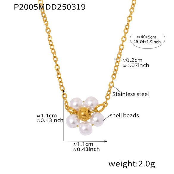 Wholesale Necklace 316L Stainless Steel Shell Beads 316L Stainless Steel Light Luxury Geometric Electroplated For Women
