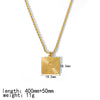 Wholesale Necklace Stainless Steel Square Geometric French Retro 18K Gold Plated Pendant For Women