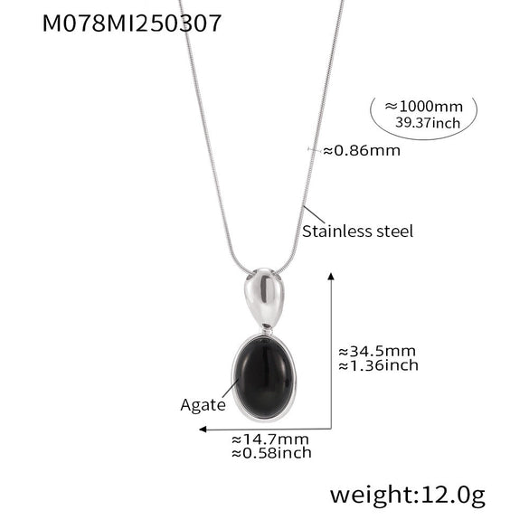 Wholesale Necklace Stainless Steel Tiger Eye Stone Black Agate Geometric Pvd Electroplated Light Luxury Style For Women
