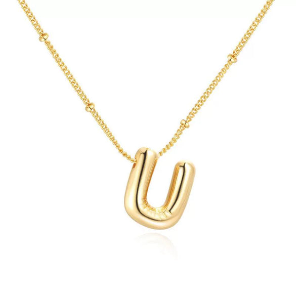 Wholesale Necklace Stainless Steel Titanium Steel Ball Chain Chubby Bubble Letter English Electroplated For Women