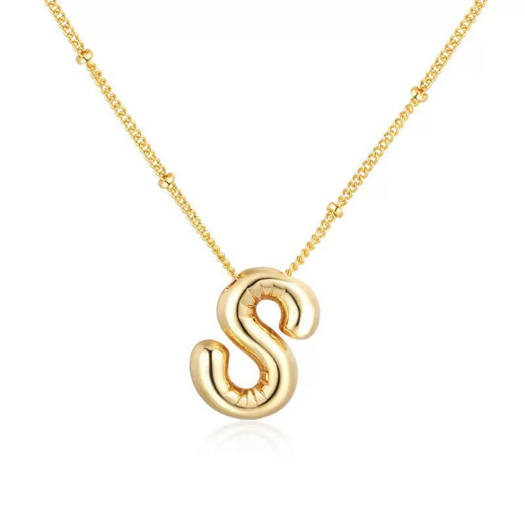 Wholesale Necklace Stainless Steel Titanium Steel Ball Chain Chubby Bubble Letter English Electroplated For Women