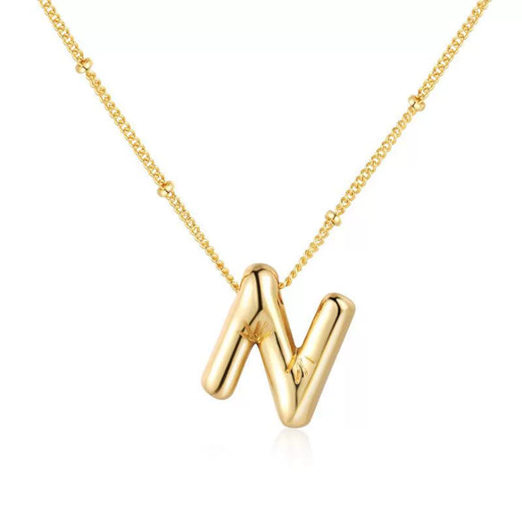 Wholesale Necklace Stainless Steel Titanium Steel Ball Chain Chubby Bubble Letter English Electroplated For Women