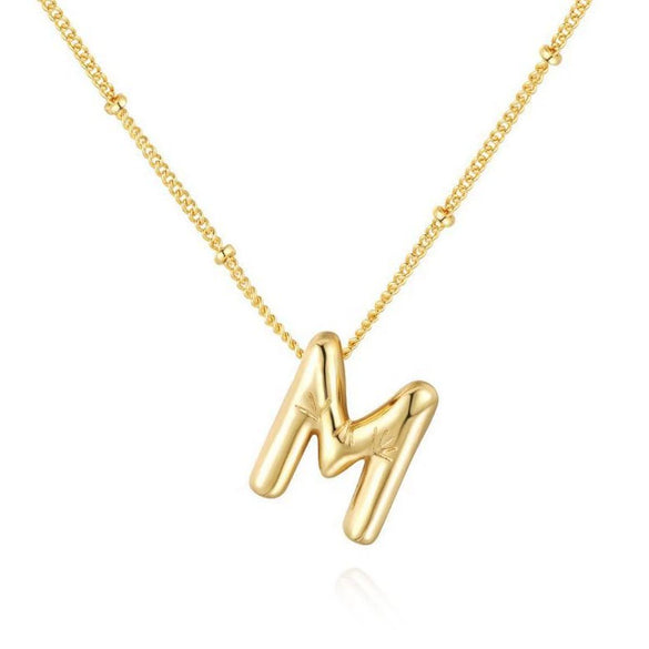 Wholesale Necklace Stainless Steel Titanium Steel Ball Chain Chubby Bubble Letter English Electroplated For Women