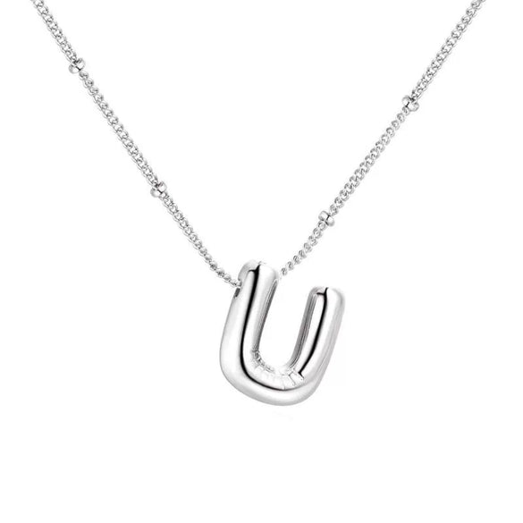 Wholesale Necklace Stainless Steel Titanium Steel Ball Chain Chubby Bubble Letter English Electroplated For Women