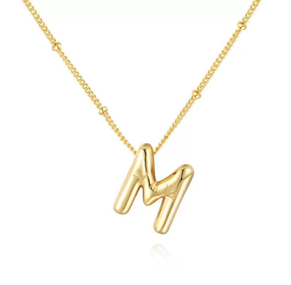 Wholesale Necklace Stainless Steel Titanium Steel Ball Chain Chubby Bubble Letter English Electroplated For Women