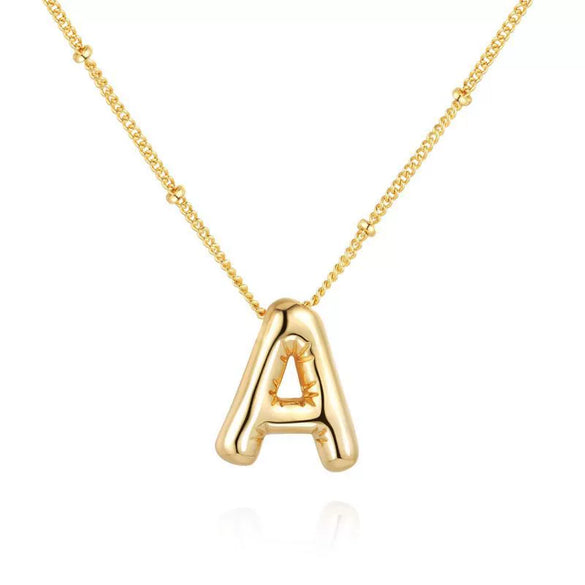Wholesale Necklace Stainless Steel Titanium Steel Ball Chain Chubby Bubble Letter English Electroplated For Women