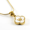Wholesale Necklace 316L Stainless Steel 316L Stainless Steel Fourleaf Clover Shell Letter Pendant Snake Bone Chain Electroplating Women's Style