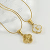 Wholesale Necklace 316L Stainless Steel 316L Stainless Steel Fourleaf Clover Shell Letter Pendant Snake Bone Chain Electroplating Women's Style