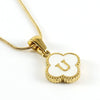 Wholesale Necklace 316L Stainless Steel 316L Stainless Steel Fourleaf Clover Shell Letter Pendant Snake Bone Chain Electroplating Women's Style