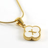 Wholesale Necklace 316L Stainless Steel 316L Stainless Steel Fourleaf Clover Shell Letter Pendant Snake Bone Chain Electroplating Women's Style
