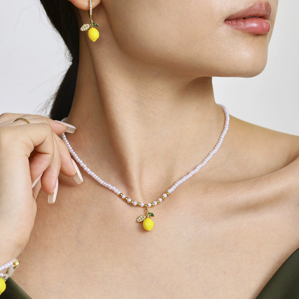 Wholesale Necklace Stainless Steel Titanium Steel Fruit Geometric Handmade Electroplated