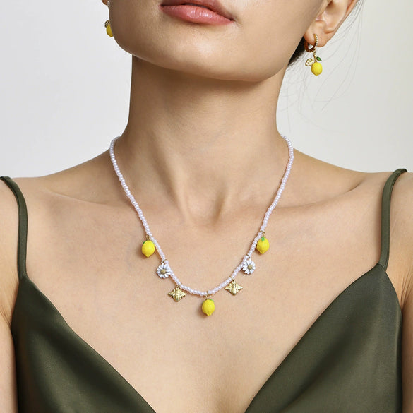 Wholesale Necklace Stainless Steel Titanium Steel Fruit Geometric Handmade Electroplated