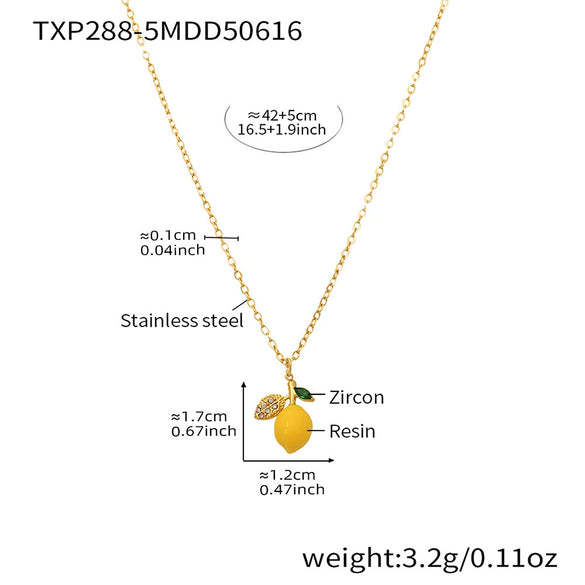 Wholesale Necklace Stainless Steel Titanium Steel Fruit Geometric Handmade Electroplated