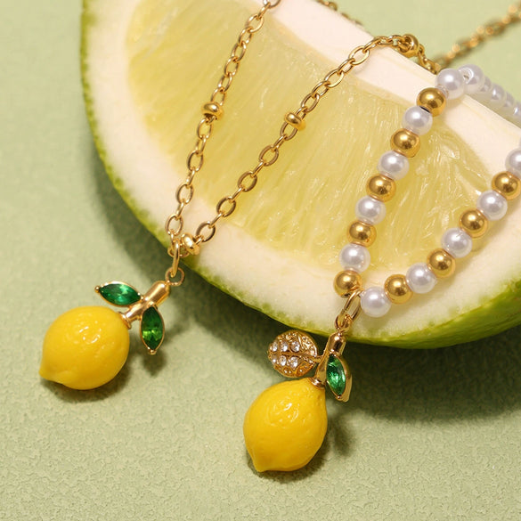 Wholesale Necklace Stainless Steel Titanium Steel Fruit Geometric Handmade Electroplated
