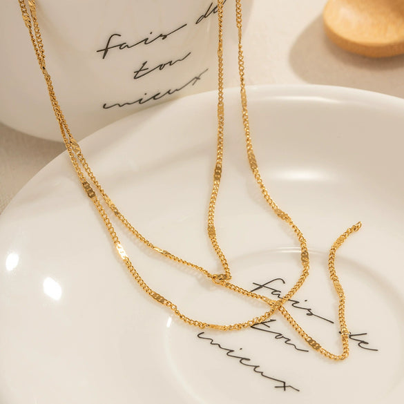 Wholesale Necklace Stainless Steel Titanium Steel Geometric Double Layer Y Shaped Electroplated Light Luxury Style For Women