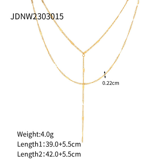 Wholesale Necklace Stainless Steel Titanium Steel Geometric Double Layer Y Shaped Electroplated Light Luxury Style For Women