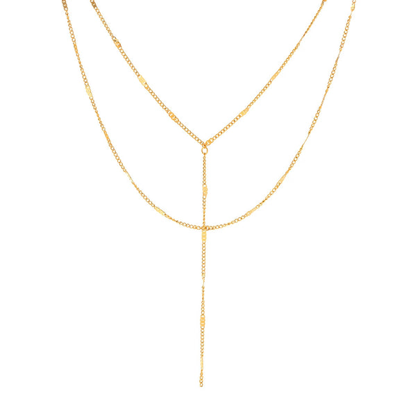 Wholesale Necklace Stainless Steel Titanium Steel Geometric Double Layer Y Shaped Electroplated Light Luxury Style For Women
